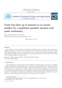 Finite time blow up of solutions to an inverse power nonlinearity