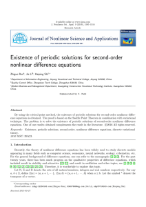 Existence of periodic solutions for second-order nonlinear difference equations Zhiguo Ren