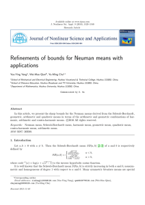 Refinements of bounds for Neuman means with applications Yue-Ying Yang , Wei-Mao Qian