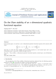 On the Ulam stability of an n-dimensional quadratic functional equation Yonghong Shen