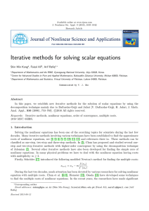 Iterative methods for solving scalar equations Shin Min Kang , Faisal Ali