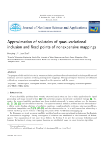 Approximation of solutoins of quasi-variational Dongfeng Li , Juan Zhao