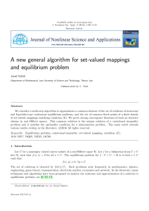 A new general algorithm for set-valued mappings and equilibrium problem Javad Vahidi