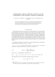 GENERALIZED k-MITTAG LEFFLER FUNCTION AND ITS COMPOSITION WITH PATHWAY INTEGRAL OPERATORS