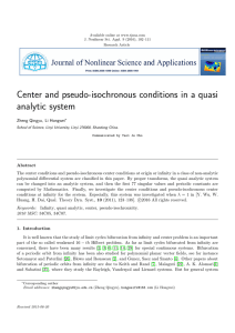 Center and pseudo-isochronous conditions in a quasi analytic system