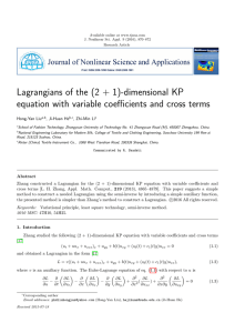 Lagrangians of the (2 + 1)-dimensional KP Hong-Yan Liu , Ji-Huan He