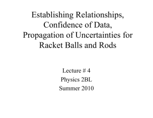 Establishing Relationships, Confidence of Data, Propagation of Uncertainties for Racket Balls and Rods