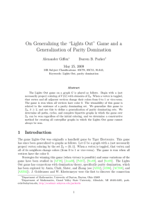 On Generalizing the “Lights Out” Game and a Alexander Giffen