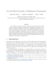 On Two-Path Convexity in Multipartite Tournaments Darren B. Parker Randy F. Westhoff