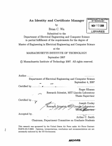 An  Identity  and  Certificate  Manager C. NOV 1