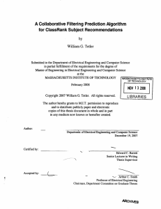 A Collaborative  Filtering Prediction Algorithm for ClassRank  Subject Recommendations