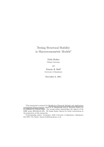 Testing Structural Stability in Macroeconometric Models 1 Otilia Boldea