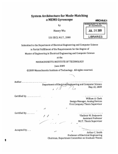 System  Architecture for Mode-Matching a MEMS  Gyroscope JUL LIBRARIES