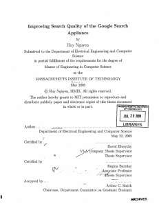 Improving  Search  Quality  of the  Google ... Appliance Huy  Nguyen