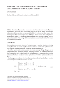STABILITY ANALYSIS OF PERIODICALLY SWITCHED LINEAR SYSTEMS USING FLOQUET THEORY