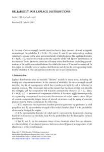 RELIABILITY FOR LAPLACE DISTRIBUTIONS