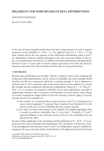 RELIABILITY FOR SOME BIVARIATE BETA DISTRIBUTIONS