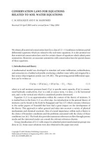 CONSERVATION LAWS FOR EQUATIONS RELATED TO SOIL WATER EQUATIONS