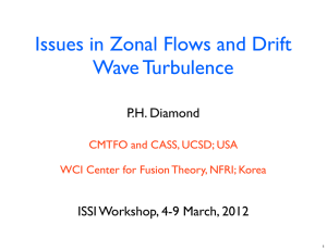 Issues in Zonal Flows and Drift Wave Turbulence P.H. Diamond