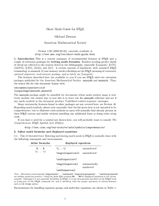 Short Math Guide for L TEX Michael Downes American Mathematical Society