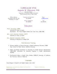 CURRICULUM VITAE Augusta M. Villanueva, PhD
