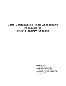 Iowa Comparative Risk Assessment Relation to Iowa’s Energy Choices