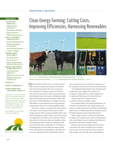 Clean Energy Farming: Cutting Costs, Improving Efficiencies, Harnessing Renewables Opportunities in Agriculture