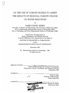 ON  THE  USE  OF  CLIMATE ... THE  IMPACTS  OF  REGIONAL  CLIMATE ... ON  WATER  RESOURCES