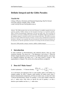 Definite Integral and the Gibbs Paradox TianZhi Shi