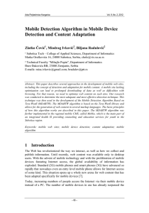 Mobile Detection Algorithm in Mobile Device Detection and Content Adaptation Zlatko Čović