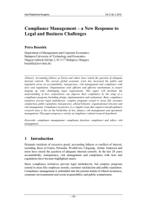 Compliance Management – a New Response to Legal and Business Challenges