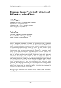 Biogas and Energy Production by Utilization of Different Agricultural Wastes Attila Meggyes