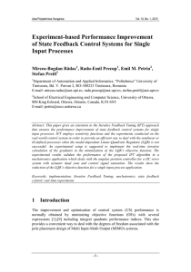 Experiment-based Performance Improvement of State Feedback Control Systems for Single Input Processes