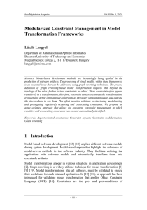 Modularized Constraint Management in Model Transformation Frameworks László Lengyel