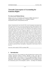 Towards Convergence of Accounting for Emission Rights Éva Karai and Mónika Bárány