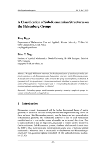 A Classification of Sub-Riemannian Structures on the Heisenberg Groups Rory Biggs
