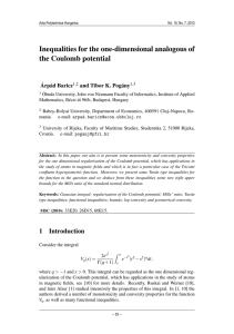 Inequalities for the one-dimensional analogous of the Coulomb potential ´ Arp´ad Baricz