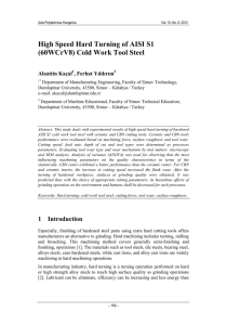 High Speed Hard Turning of AISI S1 Alaattin Kaçal , Ferhat Yıldırım
