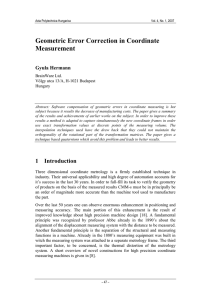 Geometric Error Correction in Coordinate Measurement Gyula Hermann BrainWare Ltd.