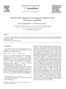 Second-order integrators for Langevin equations with holonomic constraints Eric Vanden-Eijnden , Giovanni Ciccotti