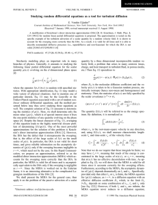 Studying random differential equations as a tool for turbulent diffusion