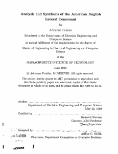 Analysis  and  Synthesis  of  the ... Lateral  Consonant Adrienne  Prahler