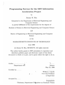 Programming  Surveys  for  the  MIT ... Acceleration  Project Jimmy  M.  Hsu