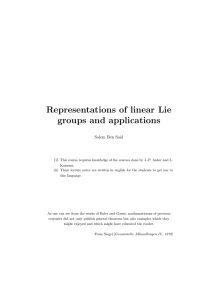 Representations of linear Lie groups and applications Salem Ben Said (i)