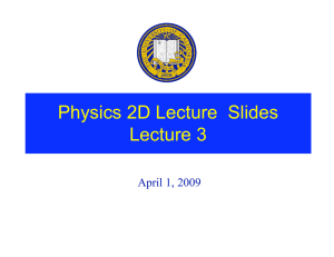 Physics 2D Lecture  Slides Lecture 3 April 1, 2009