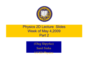 Physics 2D Lecture  Slides f Week of May 4,2009 Part 2