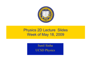 Physics 2D Lecture  Slides Week of May 18, 2009 Sunil Sinha