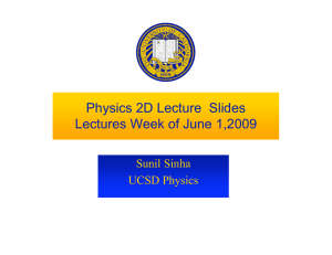 Physics 2D Lecture  Slides Lectures Week of June 1,2009 Sunil Sinha
