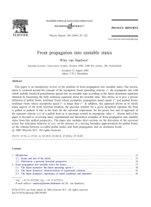 Front propagation into unstable states Wim van Saarloos Available online at www.sciencedirect.com