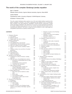 The world of the complex Ginzburg-Landau equation Igor S. Aranson Lorenz Kramer